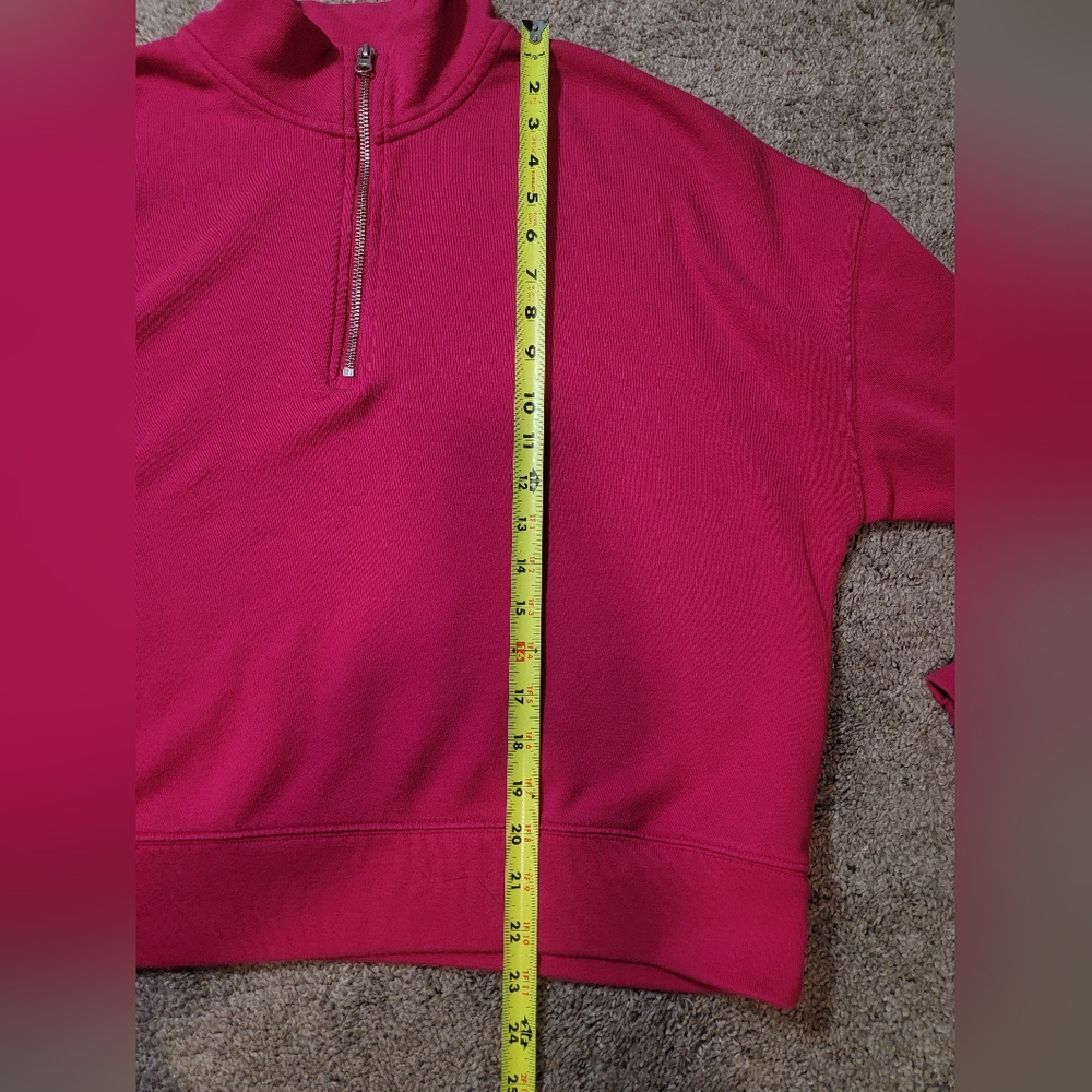 Women's Hot Pink Half-Zip Pullover - Large - Picture 5 of 6